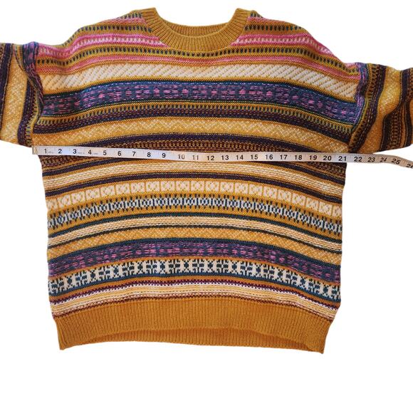 Urban Outfitters UO Mustard Fair Isle Striped Sweater size S - Picture 10 of 12